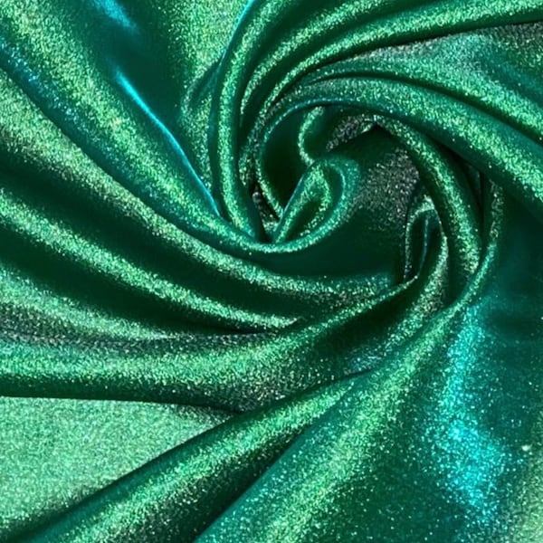 Hunter Green Navy Metallic Organza Fabric