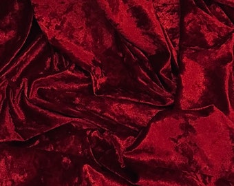 Claret Red Crushed Velvet Fabric 58'' PRICE PER METER