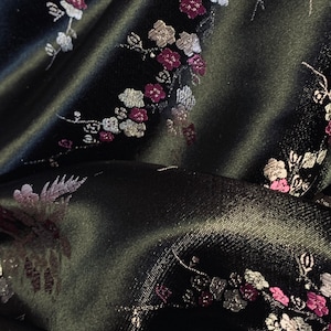 Black Lilac Blossom Flower Chinese Brocade Fabric 58&#39;&#39; PRICE PER METER