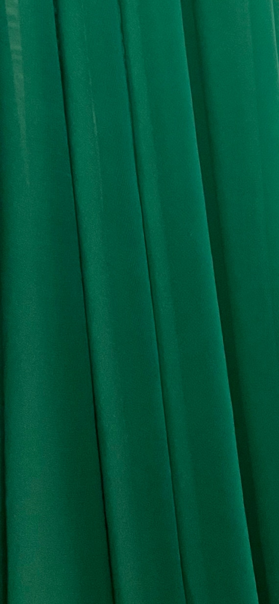 Emerald Green With Gold Metallic Silk Chiffon Fabric--by the