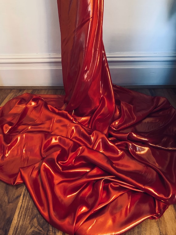 Red Gold Shimmer Satin Fabric 58'' PRICE PER METER