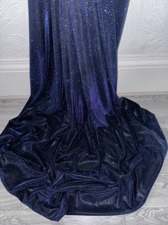 Stretch Stoff Samt Schwarz Meterware Samt Glitzer Stoff Blau