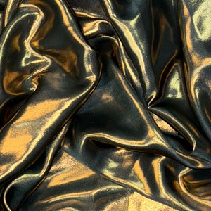 Teal Gold Shimmer Satin Fabric 58&#39;&#39; PRICE PER METER