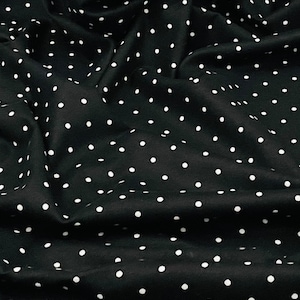 Black White Polka Dot Brushed Cotton Fabric 45’’ PRICE PER METER