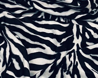 Bianco Nero Zebra Velboa Tessuto 58'' PREZZO AL METRO