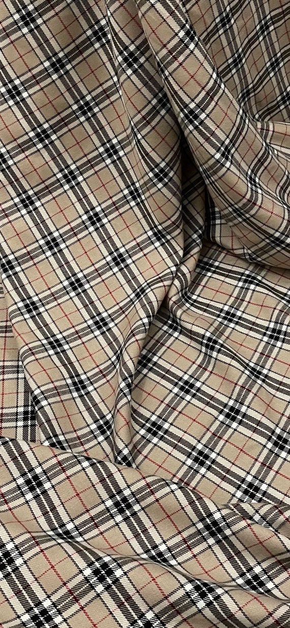 Buy Beige Black White Tartan Poly viscose Fabric 58 PRICE PER METER Online in India Etsy