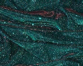 Teal Green Red Glitter Lurex Fabric 58'' PRICE PER METER