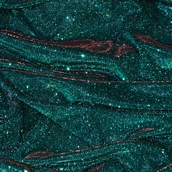 Teal Green Red Glitter Lurex Fabric 58'' PRICE PER METER