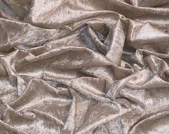 Tejido de terciopelo triturado de champán ligero 58'' PRECIO POR METRO