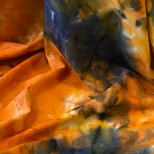 Tessuto Batik Tie Dye Arancione Blu 45'' PREZZO AL METRO