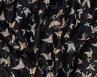 Noir Multicolore Papillon Tissu Brocart Chinois 35'' PRIX AU MÈTRE