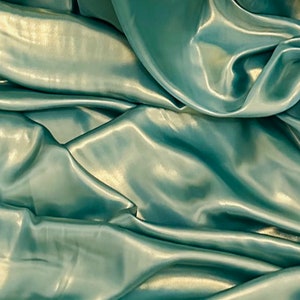 Mint Gold Shimmer Satin Fabric 58&#39;&#39; PRICE PER METER