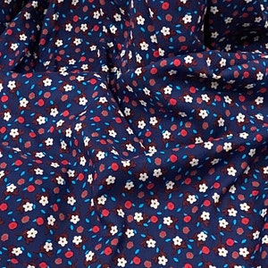 Dark Navy Multicoloured Ditsy Floral Viscose Fabric 58&#39;&#39; PRICE PER METER