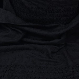 Black Bordered Scallop Broderie Anglaise Fabric 50'' PRICE PER METER