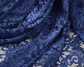Royal Blue Floral Guipure Lace Fabric 58&#39;&#39; PRICE PER METER