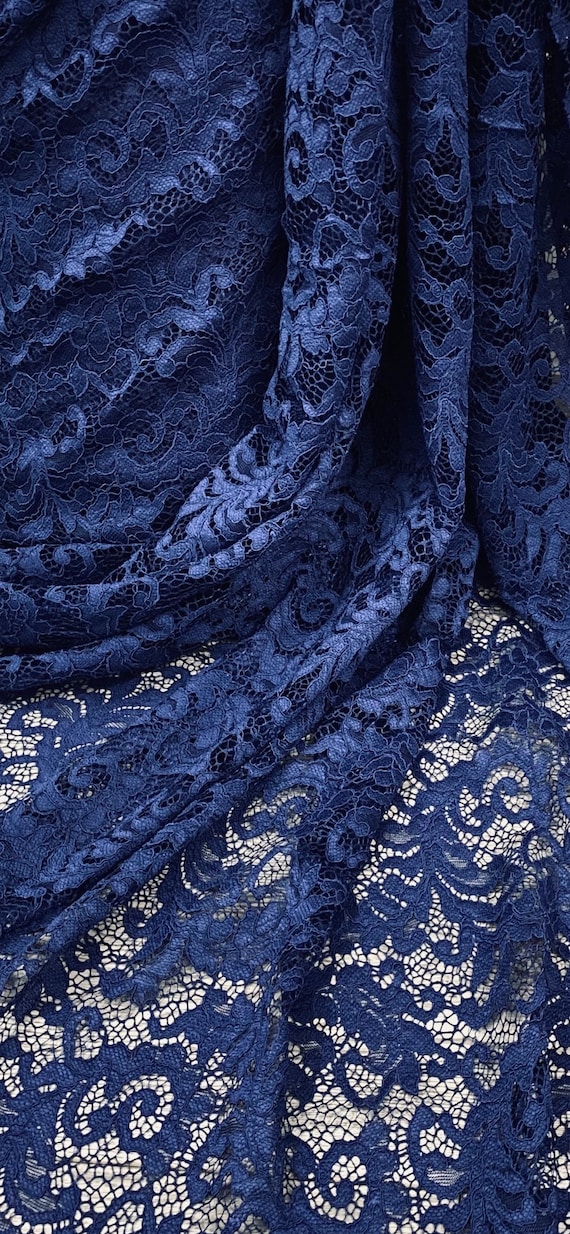 Royal Blue Floral Guipure Lace Fabric 58 PRICE PER METER Etsy