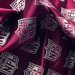 Maroon White National Football League Chinese Brocade Fabric 45&#39;&#39;PRICE PER METER