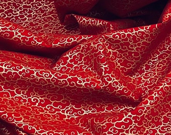 Nuvens Douradas Vermelhas Tecido 100% Algodão Japonês 58'' PREÇO POR METRO