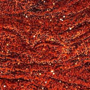 Burnt Orange Velvet Velour Bling Sequin Fabric 58&quot; PRICE PER METER