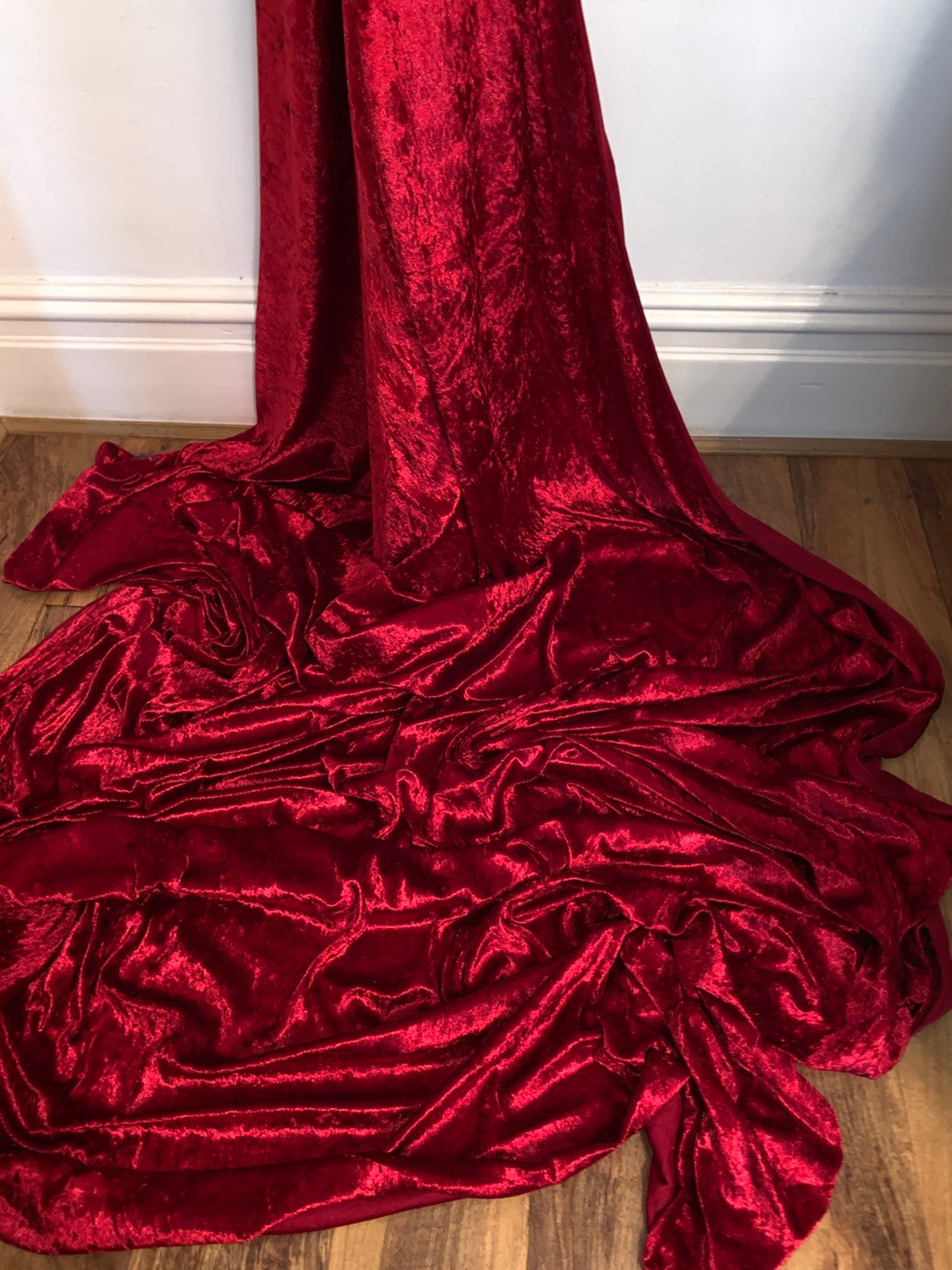 Red Crushed Velvet Fabric 58'' PRICE PER METER Etsy