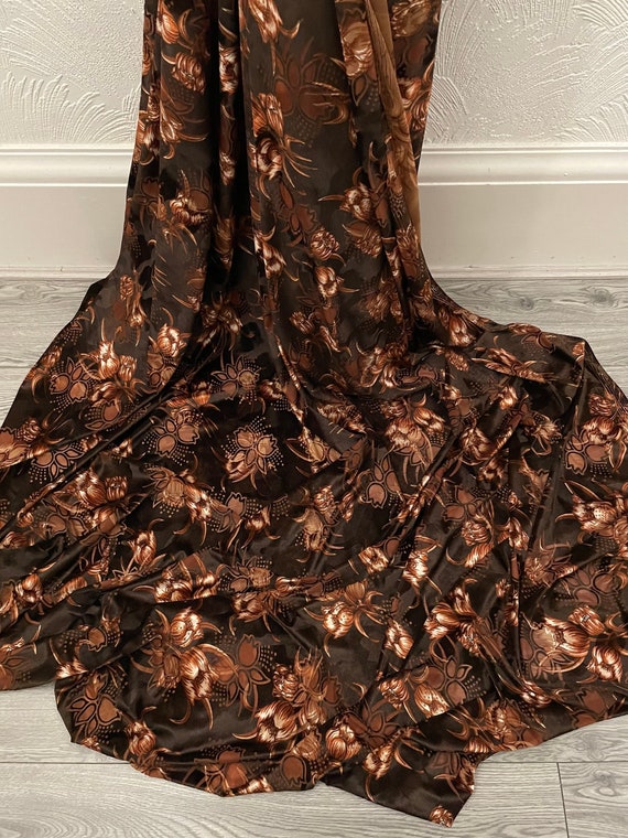 Brown Orange Floral Burnout Velvet Fabric 58'' PRICE PER METER -  Canada
