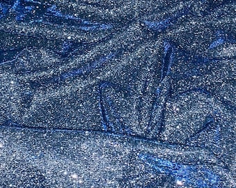 Royal Blue Silver Glitter Lurex Fabric 58'' PRICE PER METER