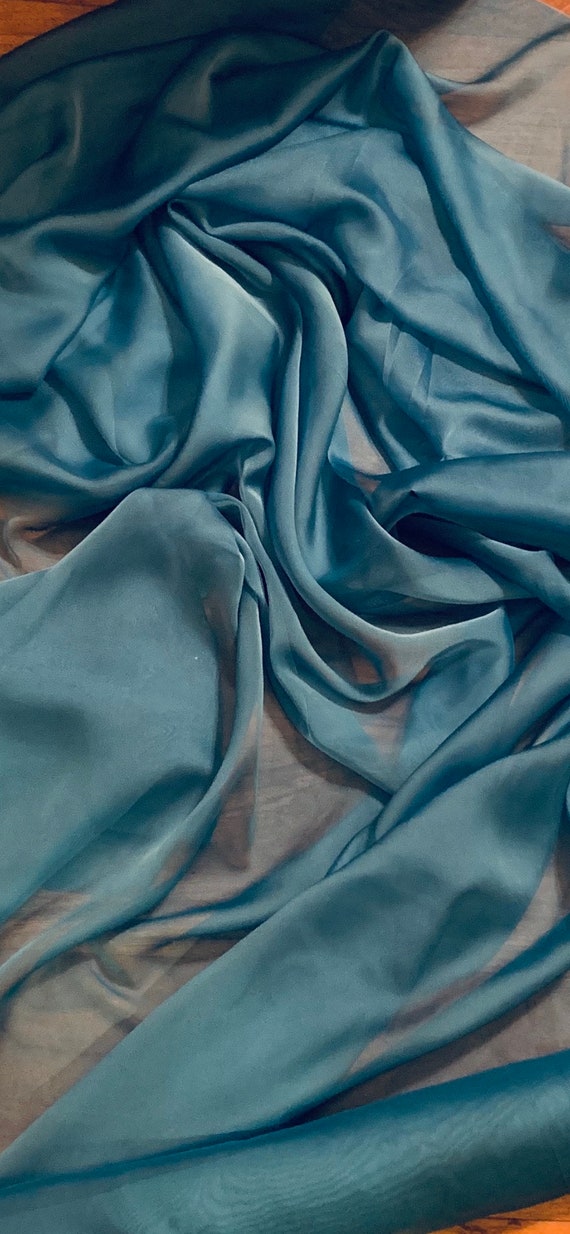 Turquoise Cationic Chiffon Fabric
