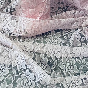 Baby Pink Floral Lace Fabric 45&#39;&#39; PRICE PER METER