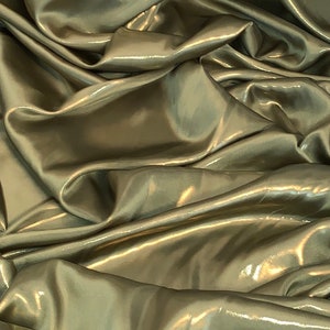 Olive Gold Shimmer Satin Fabric 58&#39;&#39; PRICE PER METER