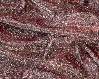 Claret Red Gold Glitter Lurex Fabric 58'' PRICE PER METER