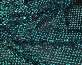 Teal Sequin Fabric 45'' PRICE PER METER