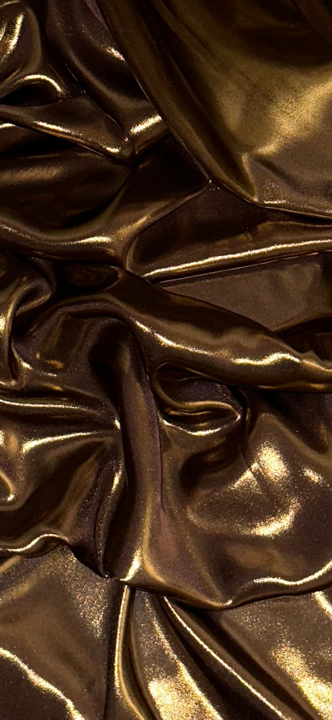 Dark Brown Gold Shimmer Satin Fabric 58'' PRICE PER METER