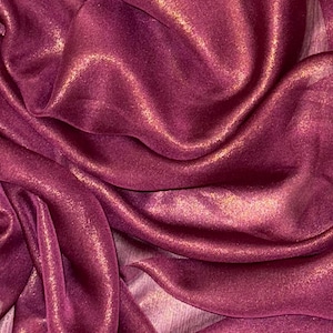 Fuchsia Pink Gold Shimmer Chiffon Fabric 58&#39;&#39; PRICE PER METER