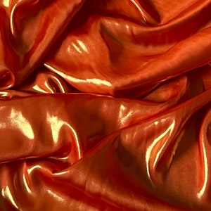 Dark Orange Gold Shimmer Satin Fabric 58'' PRICE PER METER