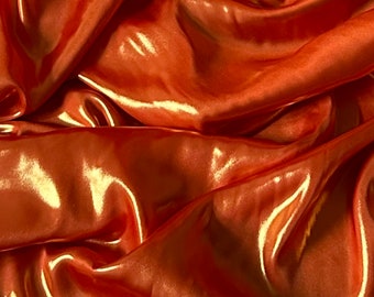 Dark Orange Gold Shimmer Satin Fabric 58'' PRICE PER METER