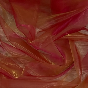 Hot Pink Gold Organza Fabric 58&#39;&#39; PRICE PER METER
