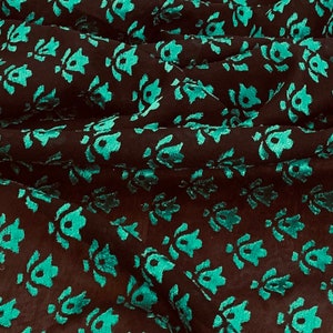 Black Teal Green Small Flower Burnout Chiffon Fabric 45&#39;&#39; PRICE PER METER