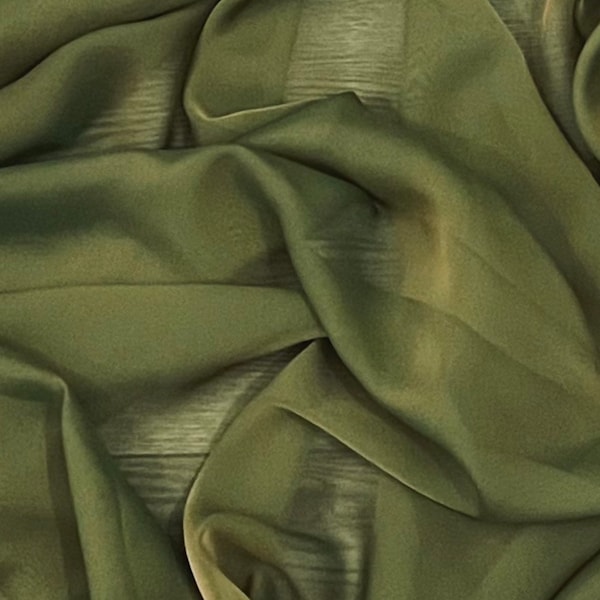 Olive Gold Cationic Chiffon Fabric 58'' PRICE PER METER