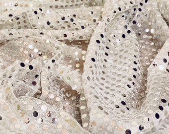 White Sequin Fabric 45'' PRICE PER METER