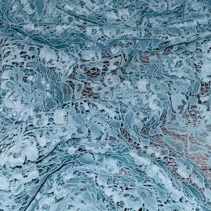 Sky Blue Floral Guipure Lace Fabric 58&#39;&#39; PRICE PER METER