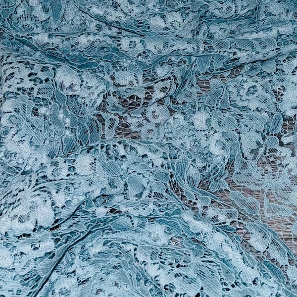 Sky Blue Floral Guipure Lace Fabric 58'' PRICE PER METER