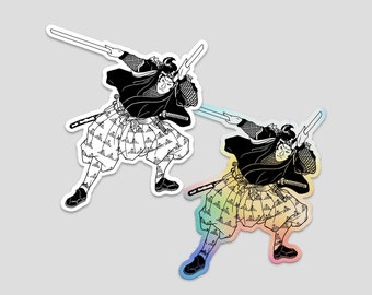 Miyamoto Musashi | Samouraï | autocollant | Noir et blanc mat / Holographique