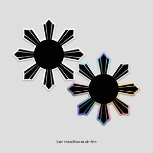 Philippinische Sonne | Aufkleber | Schwarz & Weiß Matt / Holographisch