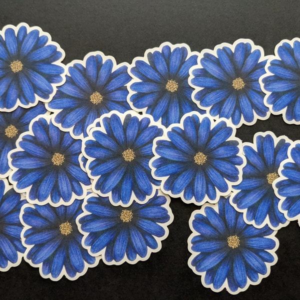 Royal blue Daisy flower Sticker/ Decal. 2.1inx2.1in. Matte finish.