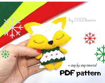 Cute fox pdf pattern, stuffed toy fox sewing pattern, fox toy diy, felt fox tutorial, easy fox pattern, baby toy diy, felt pattern for baby