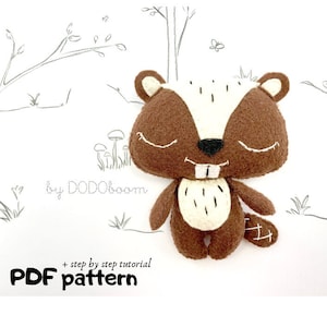 Felt Beaver pattern, Beaver toy diy, Baby beaver, Beaver Stuffed Toy Pattern, Stuffed Animal Pattern, Beaver felt, Beaver Sewing Pattern