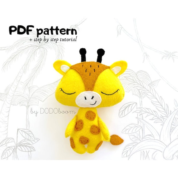 Safari crib mobile pattern, felt giraffe pattern, safari toy diy, jungle crib mobile pattern, felt giraffe toy diy, giraffe pattern diy