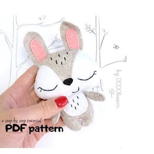 Hare felt pattern, felt rabbit pdf, felt hare diy, hare sewing tutorial, stuffed animals toy, felt animal pattern, woodland animals pattern