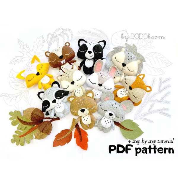 Felt animal pattern, mobile pattern