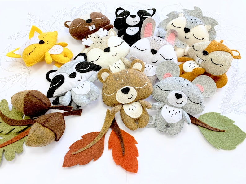 Felt animal pattern mobile pattern Etsy